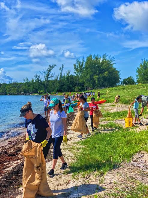Volunteers picked up trash